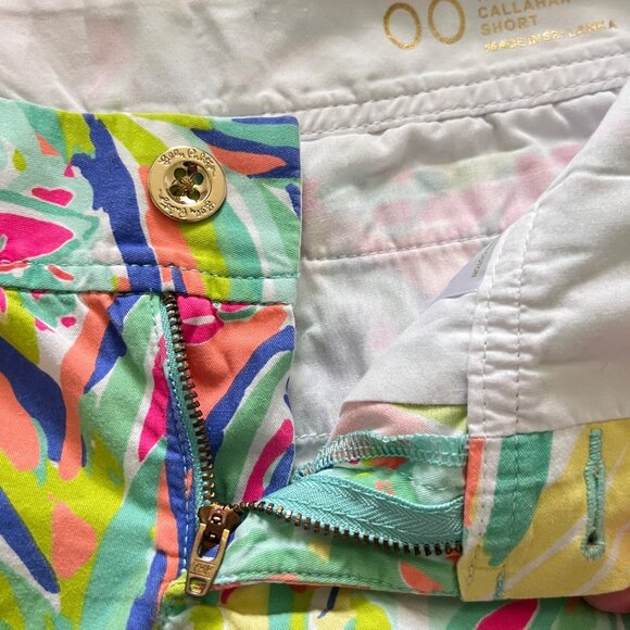 Lilly Pulitzer Callahan Shorts Womens 00 Vibrant Tropical Cotton Stretch Preppy - Picture 9 of 14